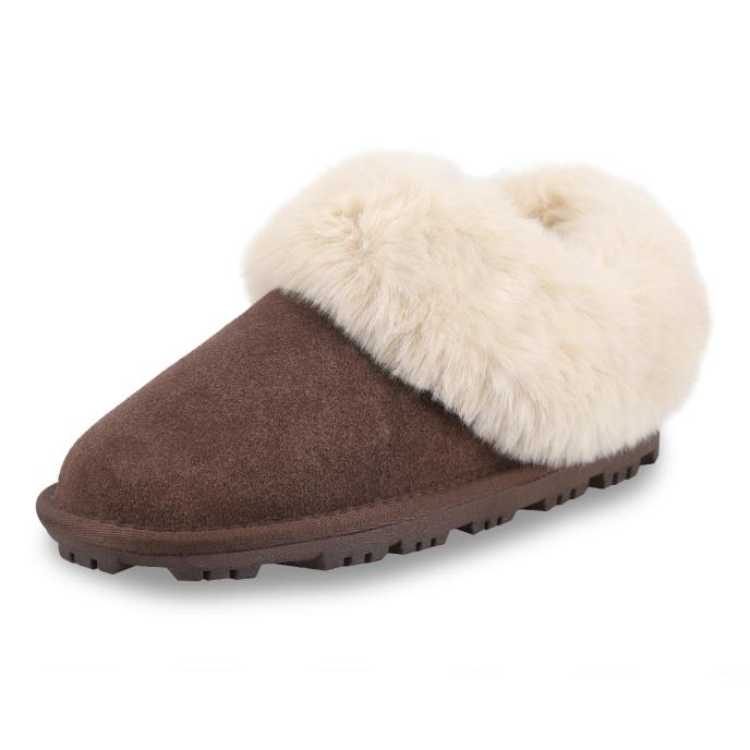 Isotoner® Ladies Suede Bootie With Fur Cuff Brown Extra Image 2